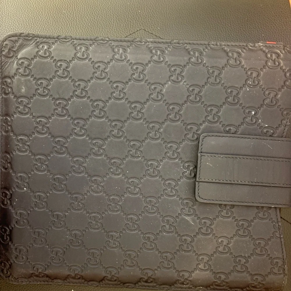 Gucci Navy Embossed Leather Case